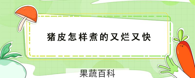 猪皮怎样煮的又烂又快