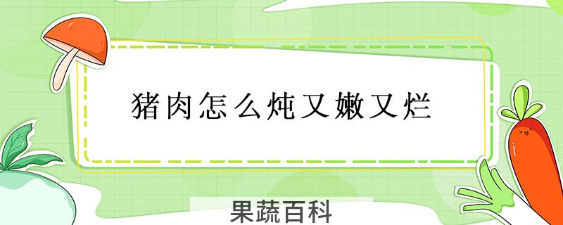 猪肉怎么炖又嫩又烂