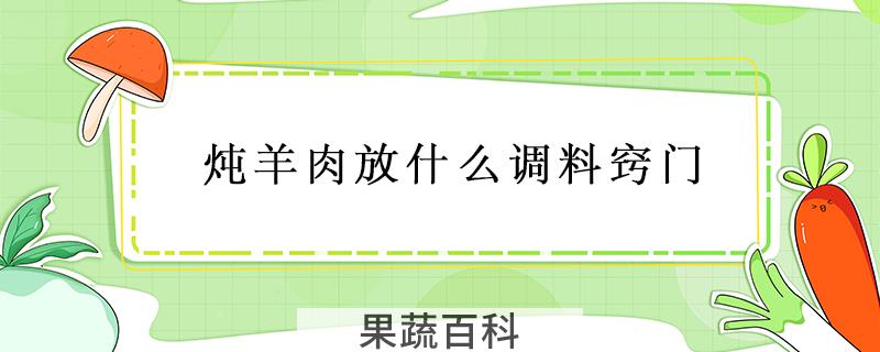炖羊肉放什么调料窍门
