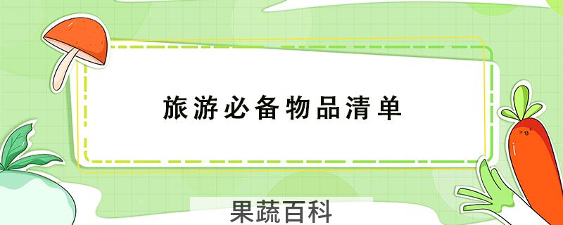 旅游必备物品清单