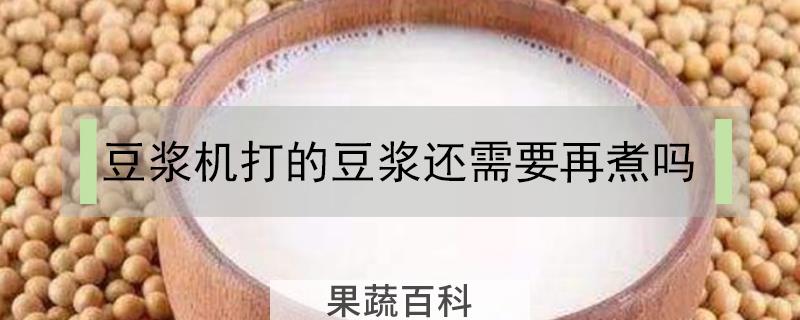 豆浆机打的豆浆还需要再煮吗