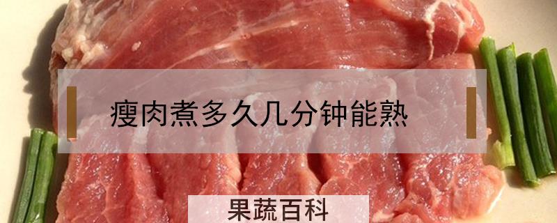 瘦肉煮多久几分钟能熟