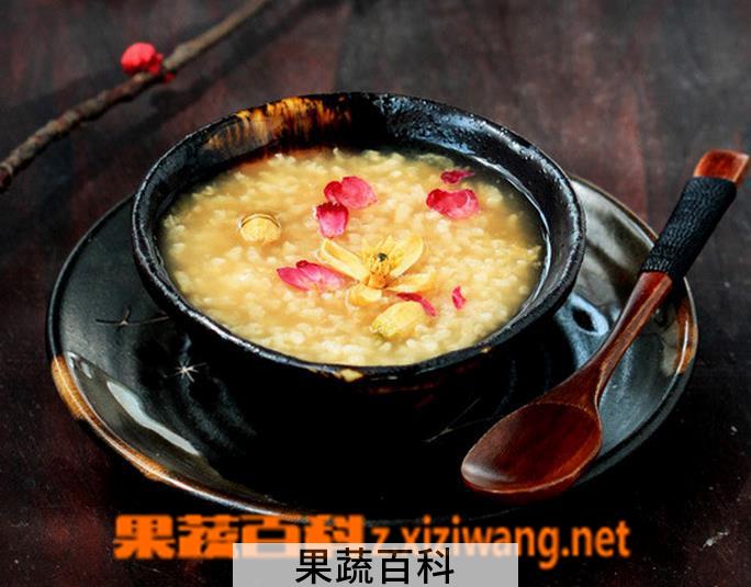 果蔬百科蜂蜜双花粥的做法