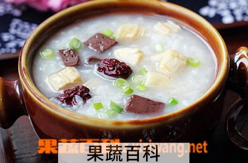 果蔬百科猪血腐竹粥的做法