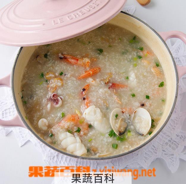 果蔬百科蛤蜊鱿鱼海鲜粥的做法