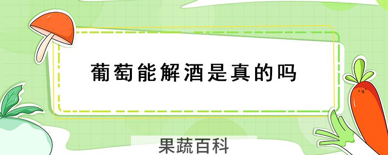 葡萄能解酒是真的吗