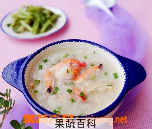 果蔬百科鲜虾鸡肉芦笋粥的做法