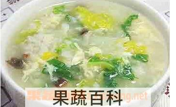 果蔬百科香菇青菜鸡蛋粥