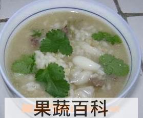 果蔬百科百合肉片豆花粥
