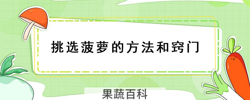 挑选菠萝的方法和窍门