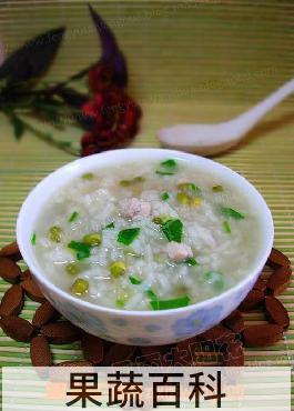 果蔬百科鸡粒青菜绿豆粥