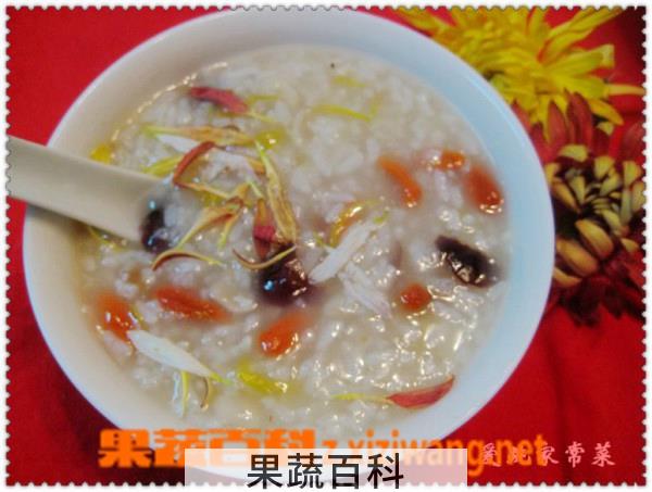 果蔬百科菊花枸杞花生粥