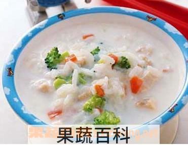 果蔬百科胡萝卜泥青菜肉末菜粥