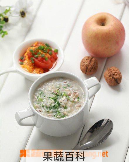 果蔬百科香菇小白菜瘦肉粥