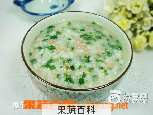 果蔬百科韭菜瘦肉粥的做法