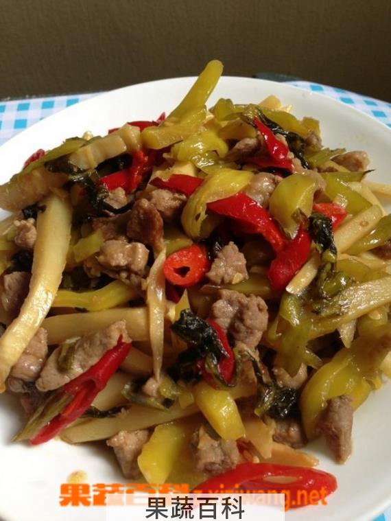 果蔬百科笋干炒肉丝的做法