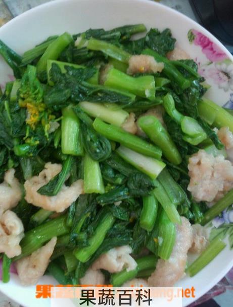 果蔬百科青菜炒肉丝的做法